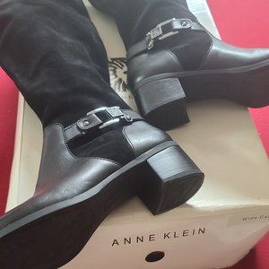 $100 OFF ✅ Anne Klein AK Suede Riding Boots 8.5M Wide Calf ✨ NIB